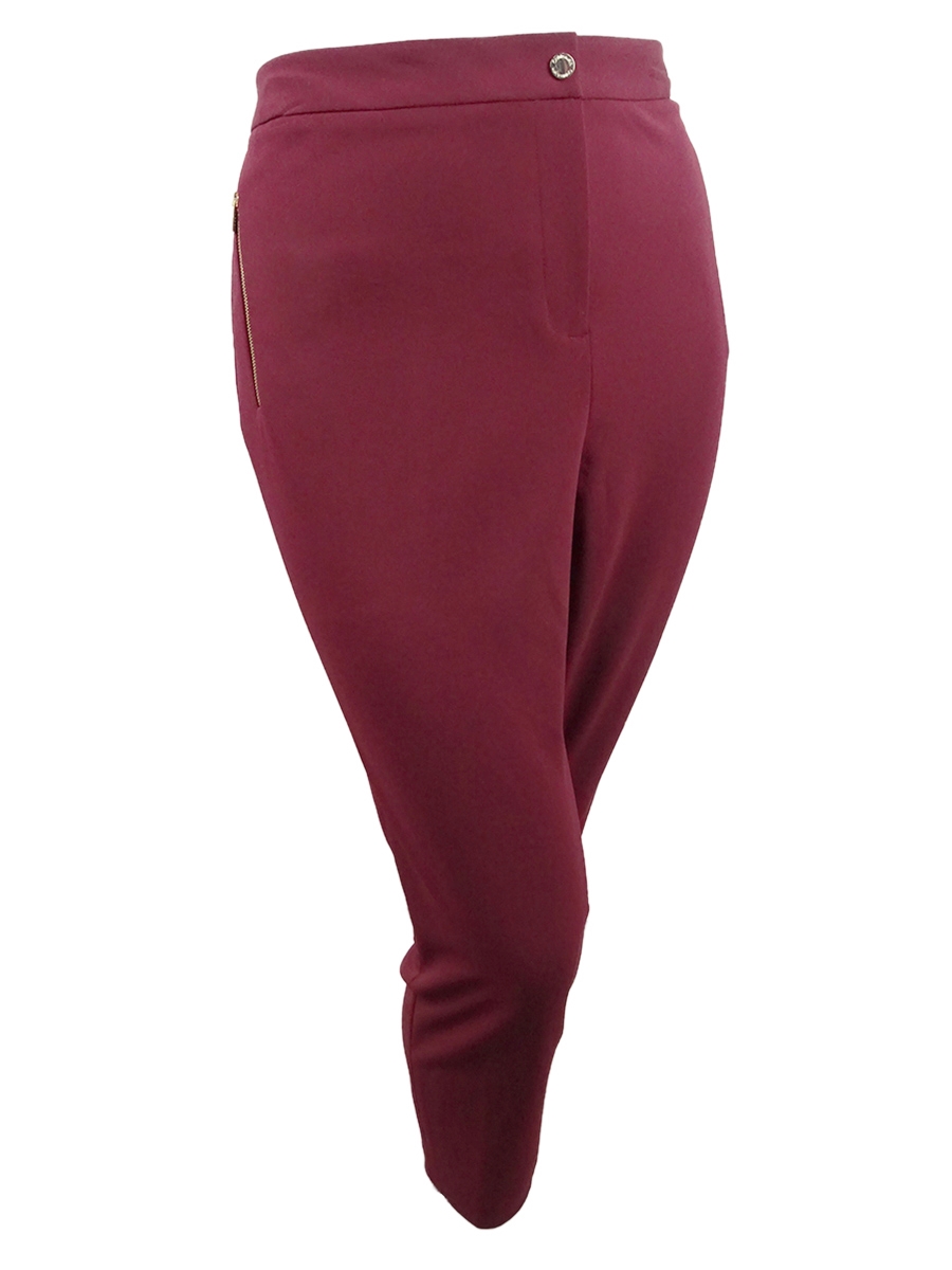 Calvin Klein Women's Petite Skinny Crepe Pants (14P, Rosewood)